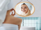 CARLA HOME Hanging Wall Mirror 45cm - Solid Bamboo Frame Adjustable Leather Strap for Bathroom LSB-36015