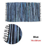 Tonal Chindi Cotton Handmade Floor Mat with Tassels 70 x 120 cm Blue V442-BZO-FLOORR-TONALCHINDI-BLUE-RE