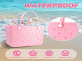 Waterproof Hexagon Mesh Beach Bag Large Capacity Travel Storage Tote for Swimwear Towel Sunglasses V1258-BAG-HS04-L-PNK