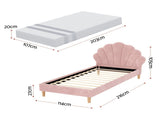Artiss King Single Bed Frame BedStory Mattress Set Pink Velvet Scallop Bedhead with 20cm Mattress BFRAME-SET-ROSY-XFMA-KS