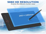 Digital Graphics Tablet Drawing Pad 8192 Levels Large Working Area 285x180mm Compatible with V985-GRAPHICSTABLET