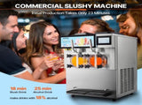 Commercial Slushy Machine, 2 x 12L / 3.17 Gal Double Tanks, Cool and Freeze Modes, Stainless Steel V952-FB8L4L22000W2RDAFV3