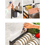 85cm Dish Drying Rack Drainer Over Sink Steel Cup Cutlery Organizer 2 Tier V63-839371