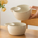 Chip & Dip Set,Retro Ceramic Chip and Dip Bowl Set 5.77", Double Compartment Serving Bowl for V1366-AZ2-W-20755