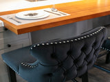 2x Velvet Upholstered Button Tufted Bar Stools with Wood Legs and Studs-Black V226-SW1824BK