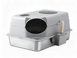 i.Pet Cat Litter Box Large Stainless Steel High Sided Pet Toilet Odour Control PET-CLB-STL-CV-LTGR