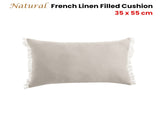 Vintage Design Homewares Natural French Linen Filled Cushion Oblong - 35cm x 55cm V442-HIN-CUSHION-FRENCHLINEN-NATURAL-RE