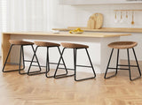 Artiss 4x Bar Stools Kitchen Dining Chairs Counter Stool PU Leather Metal Brown BA-TW-8320-BRX4