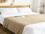 Khaki 1130*170cm Nordic Style Tassel Knit Throw Blanket - Soft Polyester Sofa Blanket with Pineapple V888-ELOSUNG50759