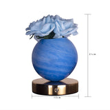 Blue Dreamy Rose Planet Lamp Night Light - Elegant 21cm USB-Charged 3-Color Touch Dimming Decor Gift V888-ELOSUNG21554