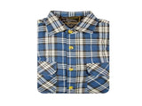 Mens Flannelette Long Sleeve Shirt 100% Cotton Check - Full Placket - Spanish Blue - 5XL V563-FS-FP22-149-5XL