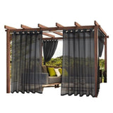 1 Pair Water Resistant Sheer Eyelet Curtains for Outdoor, 132x241 cm, Black V1188-MS-325-0455