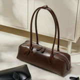 Women's niche design single shoulder large capacity cowhide armpit bag long strip baguette bag V1366-AZ2-W-10861