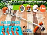 Dynamic Power 43cc Petrol Whipper Snipper Brush Cutter 4 Blade V274-GN-BC4300-2-8-40