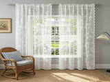 Scalloped Edge Lace Sheer Curtains 52W x 63L, Pink Rose Floral Embroidery Rod Pocket Curtain Panels, V1192-AZ-W-18102