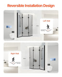 VEVOR Bathtub Shower Door 1295 x 1422 mm Frameless Foldable Tub Shower Door V952-PFYGM51W58HI1W5H9V0