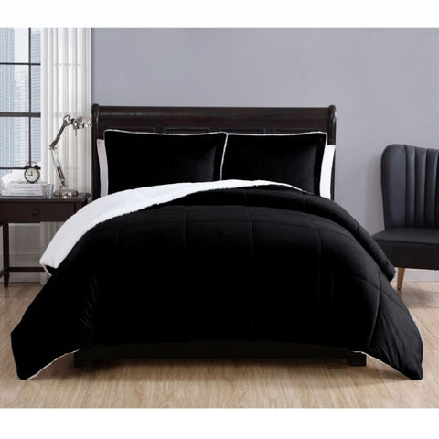 3 Piece Micro Mink Comforter Set Black Queen V442-ATX-COMFORTER-3PIECEMICROMINK-BLACK-QS