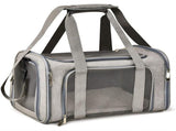 L Grey Portable Foldable Pet Carrier Bag - Large Capacity Travel Carrier for 2 Small Pets, V888-ELOSUNG13132