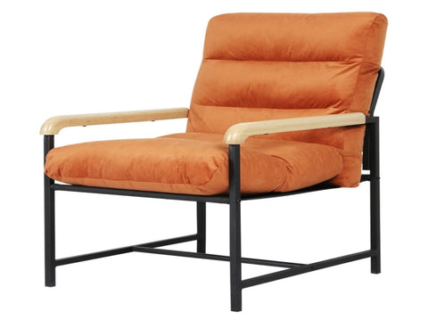 Levede Metal Framed Lounge Chair Velvet in Orange CH1149-BR_NZ