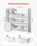 VEVOR 4-Tier Kids Toy Storage and Bookshelf with 8 Flexible Plastic Bins White V952-JJZHKFSWJSNXCEC1P001V0