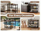 Artiss Bar Cart Drinks Trolley Serving Wine Rack Glass Holder 3 Hooks 72cm Black FUR-Z-BC-PB80-BK