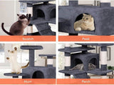 CARLA HOME 134cm Cat Tree Tower for Indoor Cats with Plush Perches, Dual Condos, Natural Sisal V178-36390