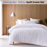 Accessorize Seersucker White Quilt Cover Set Double V442-HIN-QUILTCS-SEERSUCKER-WHITE-DS