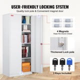 VEVOR Metal Storage Cabinet w/ 3 Keys Adjustable Shelves & Magnetic Door White V952-DXCWJCQBY51808OP2V0