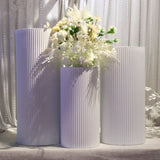 3x Metal Wedding Plinths Cylinder Pedestal Stand Ripple Cake Dessert Display V201-CYL0003WH9AU