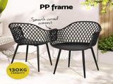 Gardeon 5PCS Outdoor Dining Set Table and Chairs Patio Furniture Garden Diamond Black ODF-DIN-5STFD-130-BK