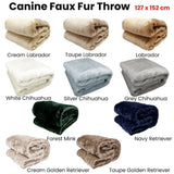 Canine Faux Fur Throw Rug 127 x 152 cm White Chihuahua V442-ATX-THROW-23CHIHUAHUA-WHITE-RE