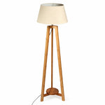 155cm Large Bamboo Wooden Tripod Floor Lamp w Beige Linen Light Shade V563-75131