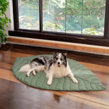 Stylish Leaf-Shaped Pet Mat, Ultra-Soft Plush Faux-Down Filled Dog & Cat Bed Topper, Cozy Foldable V1341-ZY-VEB2MXZ5-GREEN