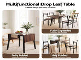 Artiss Dining Table and Chairs Set 5pcs with Extendable 60-120cm Drop-Leaf Table Brown DSET-D-BH07-BR-AB