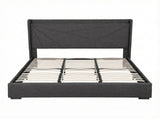 Artiss King Bed Frame Gas Lift Storage Bed with Charging Ports Upholstered Geometric Headboard BFRAME-G-MORFEI-K-BK-ABC