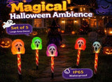 Halloween Solar Ground Stake Lights, 5-Pack Screaming Ghost Face Pathway Lights, IP65 Waterproof V1341-ZY-SFST98VL-2SETS-COLORFULTUBE
