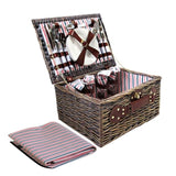 Alfresco 4 Person Picnic Basket Set Insulated Blanket Bag PICNIC-4PPL-STRIPE-BUPK