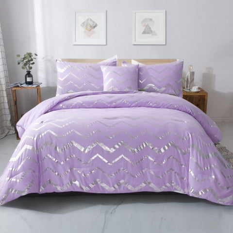 Soft Purple Comforter Set, King Size, Cozy 3-Piece Bedding with Pillowcases V745-MAB010834AJ3