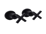 Matt Black 1/4 Turn Twin Taps Hot Cold Water Control Mixer For Bath Spout Shower V1233-KCR201BL