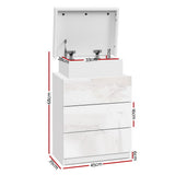 Artiss Bedside Table LED 3 Drawers - COLEY White FURNI-O-LED-BS-3D-WH