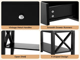 Artiss Console Table 2 Drawers 100CM Black FUR-Z-HS-2D100-BK