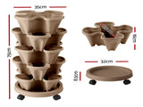 Green Fingers Garden Bed 5 Tier Vertical Garden Grey Strawberry Stackable Planters Herb Petunias Tan GARDEN-PLASTIC-25L-DYE