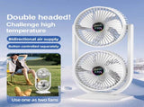 Purple Dual Head USB Rechargeable Desk Fan - Portable Double Air Circulator V888-ELOSUNG22701