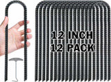 Trampolines Wind Stakes,Heavy Duty U Shaped Rebar Tent Stakes Ground Anchors Galvanized Steel Safety V1258-DP02-WO-1088
