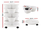 Green Fingers 5 Tier Vertical Planter, Stackable Planters with Wheels, White, Bed, GARDEN-5T-WH