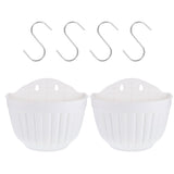 Wall Hanging Flowerpot in White Plastic, Perfect for Home Storage, Easy to Install 2Pcs V1370-AZ4-14893