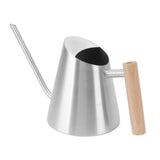 Watering Can with Long Spout Rustproof Stainless Steel Watering Pot with Wooden Handle for Garden V1294-YM0703-3111230098013