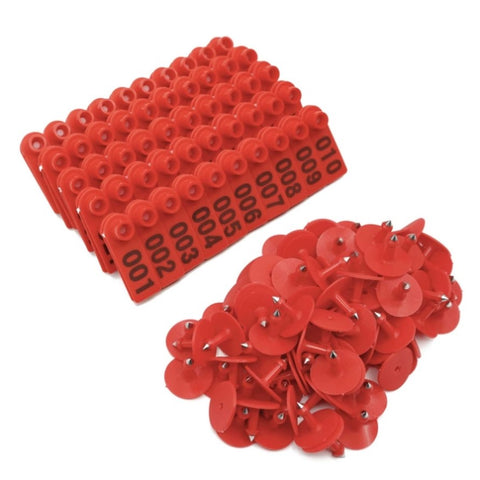 1-100 Cattle Number Ear Tag 5x2cm Set - Mini Red Cow Sheep Pig Livestock Label V238-SUPDZ-39973712756816
