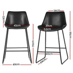 Artiss Bar Stools Kitchen Counter Barstools Leather Metal Chairs Black x2 BA-TW-8068-BKX2