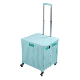 Collapsible Utility Rolling Crate Swivel Casters PP Strong with Telescopic Handle Lid Storage V1294-YM0901-3117230195713